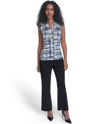 Petite Printed V-Neck Sleeveless Top