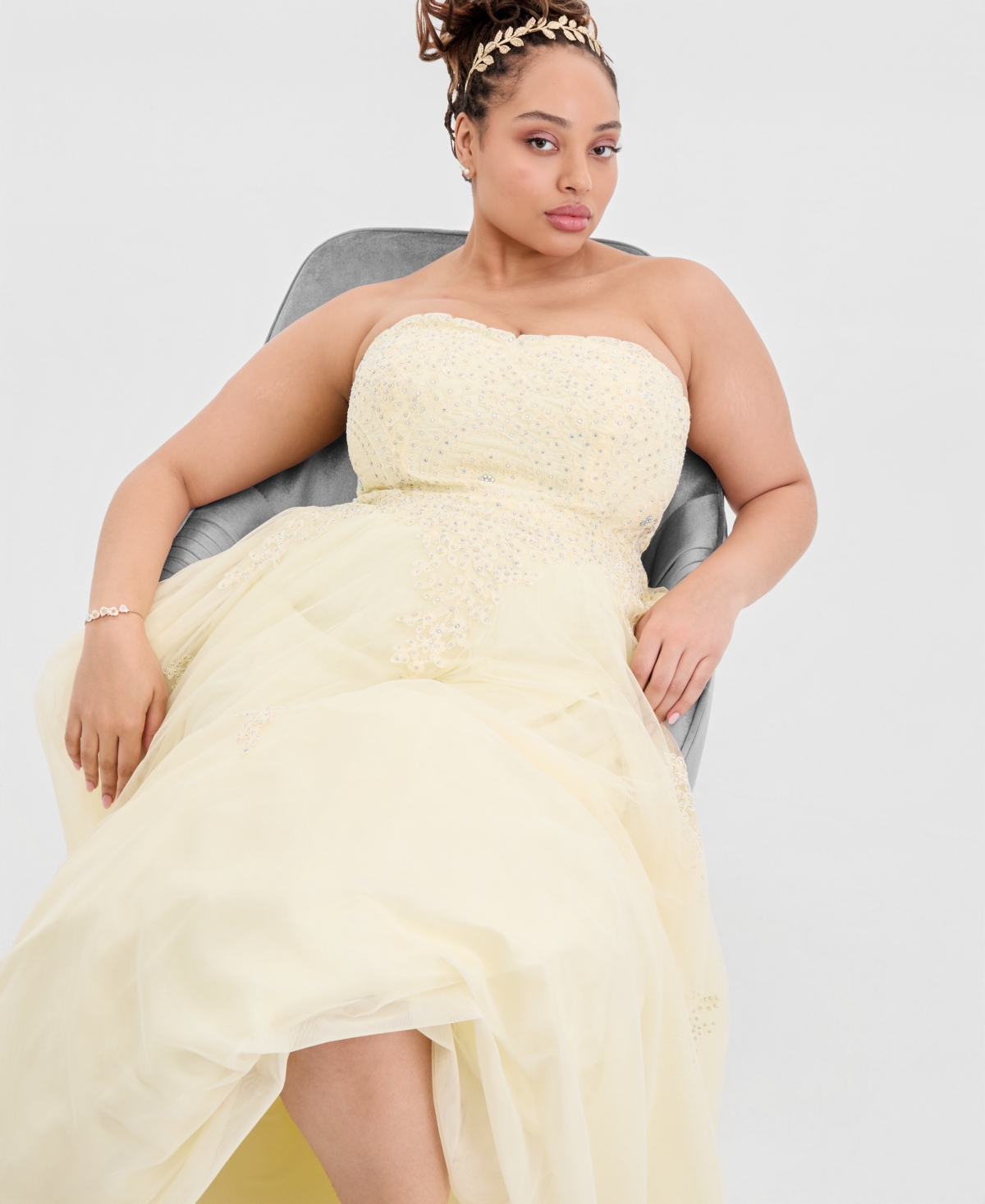 Say Yes Trendy Plus Strapless Embellished Gown, Created for Macy's