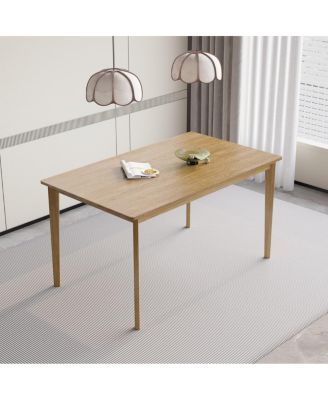 5-Piece Solid Wood Dining Table Set with 4 Upholstered Chairs, Natural Finish Kitchen Table and Chair Set for Dining Room