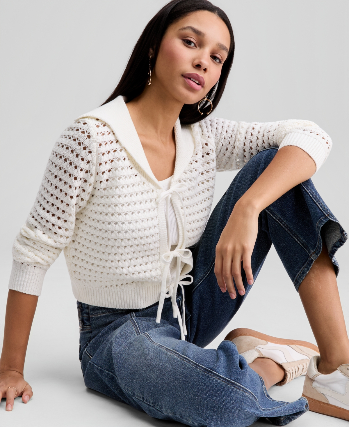 And Now This Women's Wide-Collar Tie-Front Cardigan, Macy's Exclusive