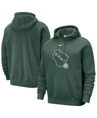 Men's Hunter Green Milwaukee Bucks 2025/26 City Edition Remix Essential Logo Club Pullover Hoodie