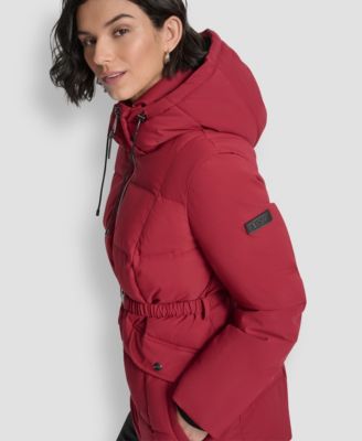 Women's Belted Hooded Puffer Coat