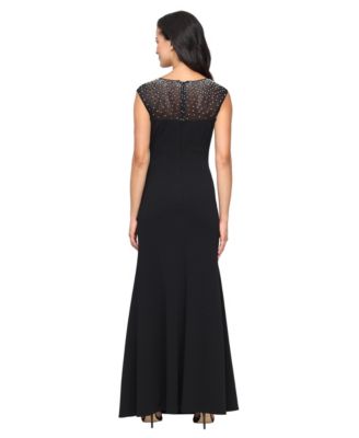 Petite Studded-Strap Waterfall-Ruffle Evening Gown