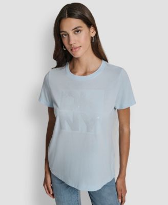 Women's Embellished Logo Detail Crew Neck T-Shirt