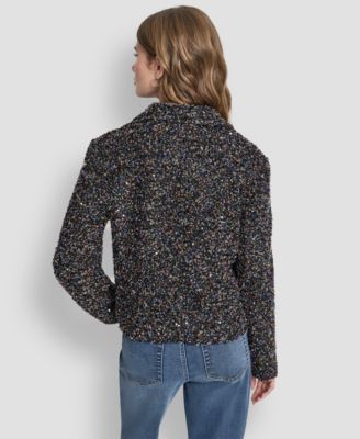 Women's Sequin Boucle Button -Front Jacket