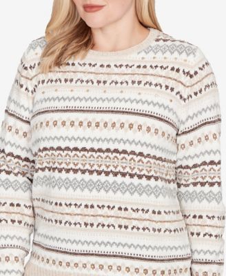 Petite Vienna Geometric Biadere Striped Sweater