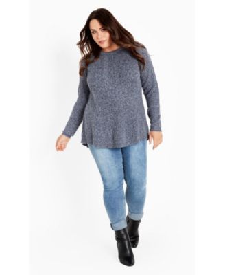 Women's Plus Size Tia Curved Hem Tunic Sweater