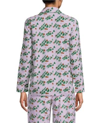Women's Long Sleeve Print Flannel Pajama Top