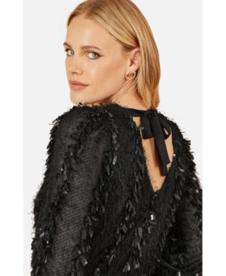 Women's Hanging Sequin Long Sleeve Top