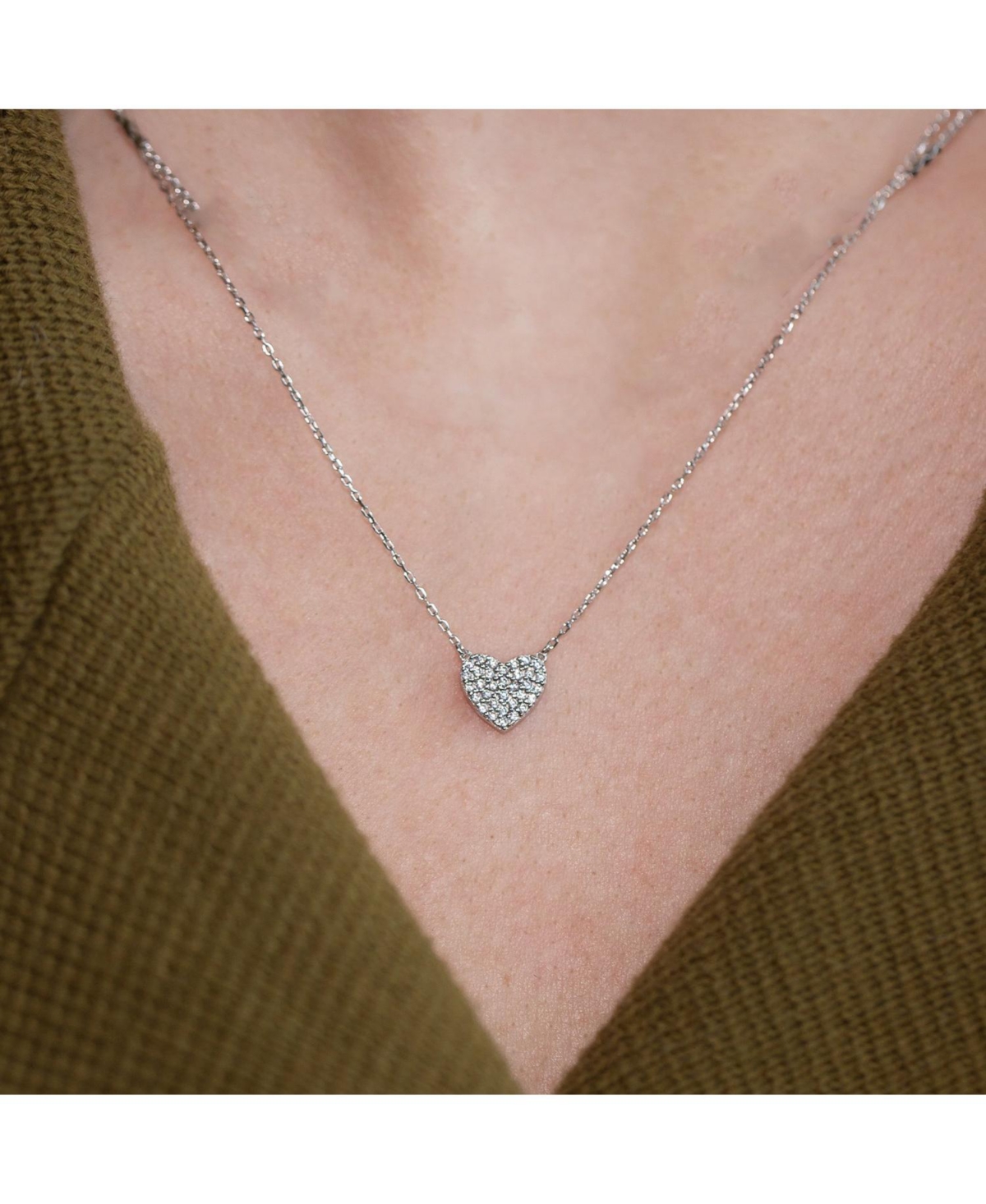 Sterling Silver 18k Gold Plated Crystal Heart Necklace