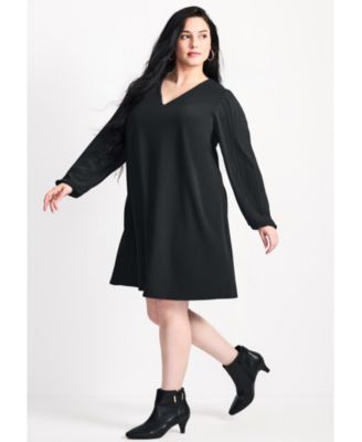 Women's Plus Size Paloma Blouson Pleated Sleeve Shift Dress