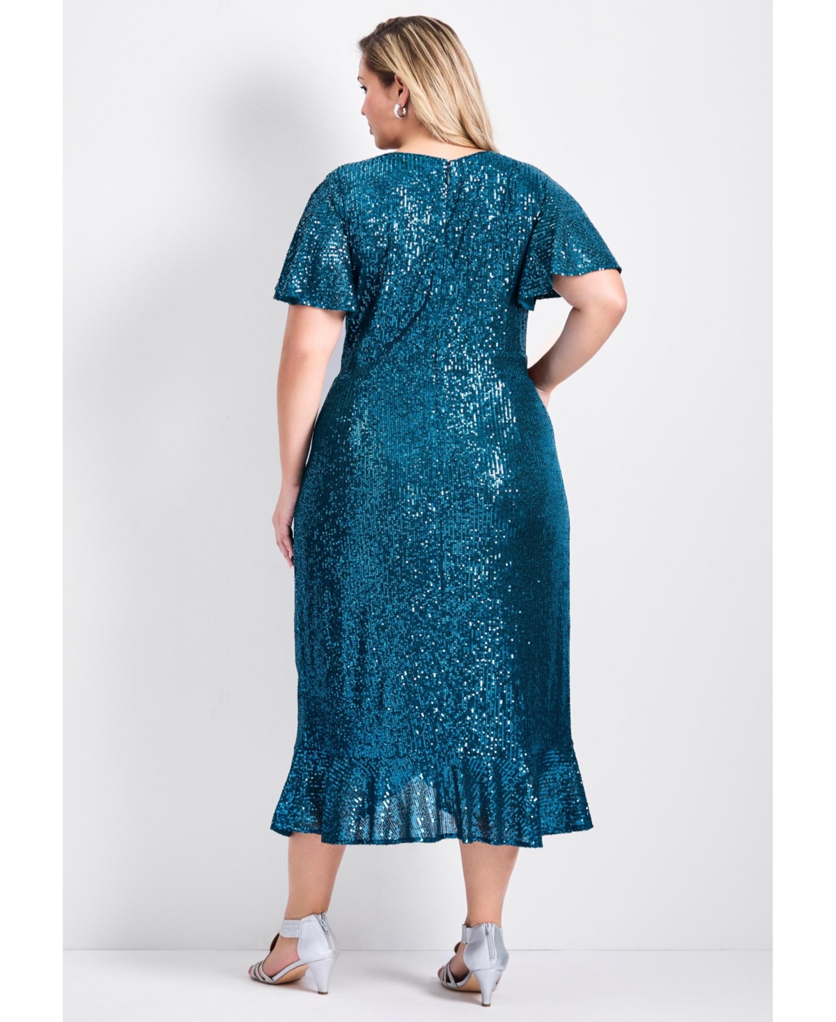 Avenue Women's Plus Nina Sequin Wrap Dress