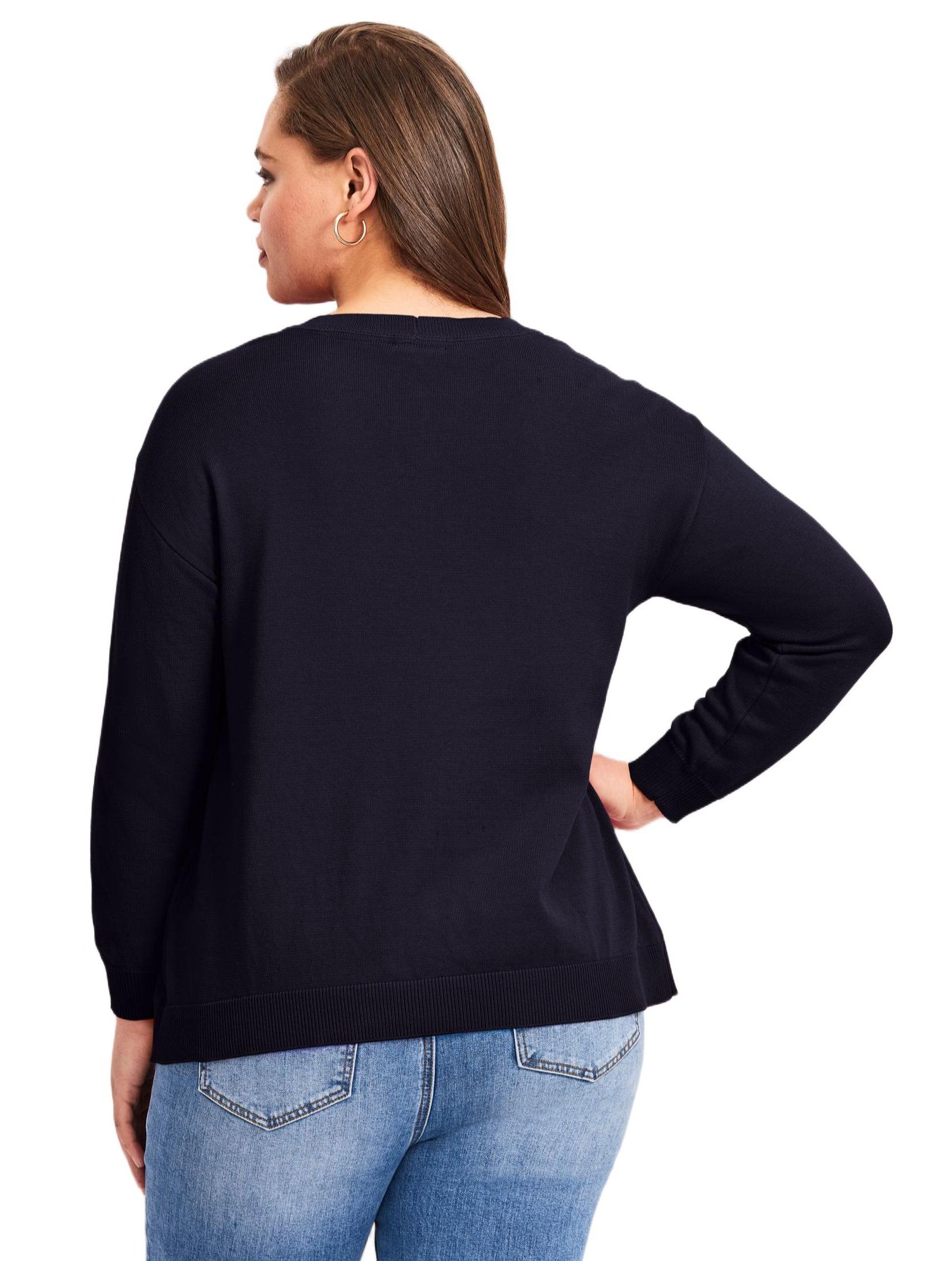 Women's Plus Size Americana Long Sleeve Crewneck Sweater