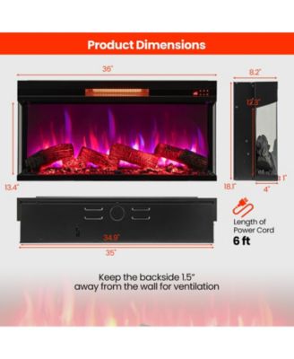 36 Inch 3-Sided 1500W Electric Fireplace with 7-Color Flame