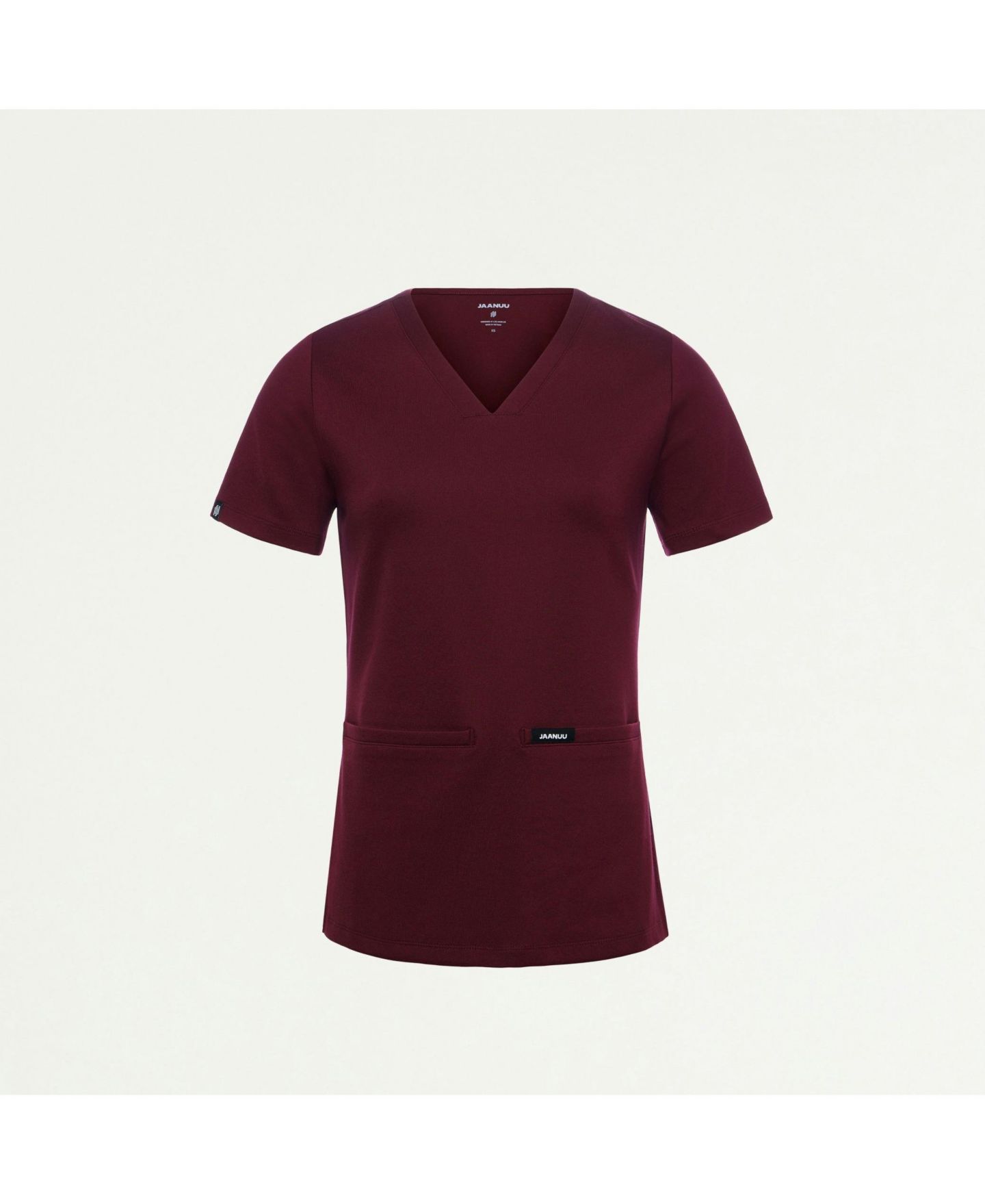 Женский топ Jaanuu Cesi 2-Pocket Slim Knit V-Neck Scrub, цвет: Бордовый — фото 2