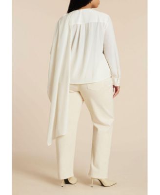 Women's Button Up Top With Neck Cape