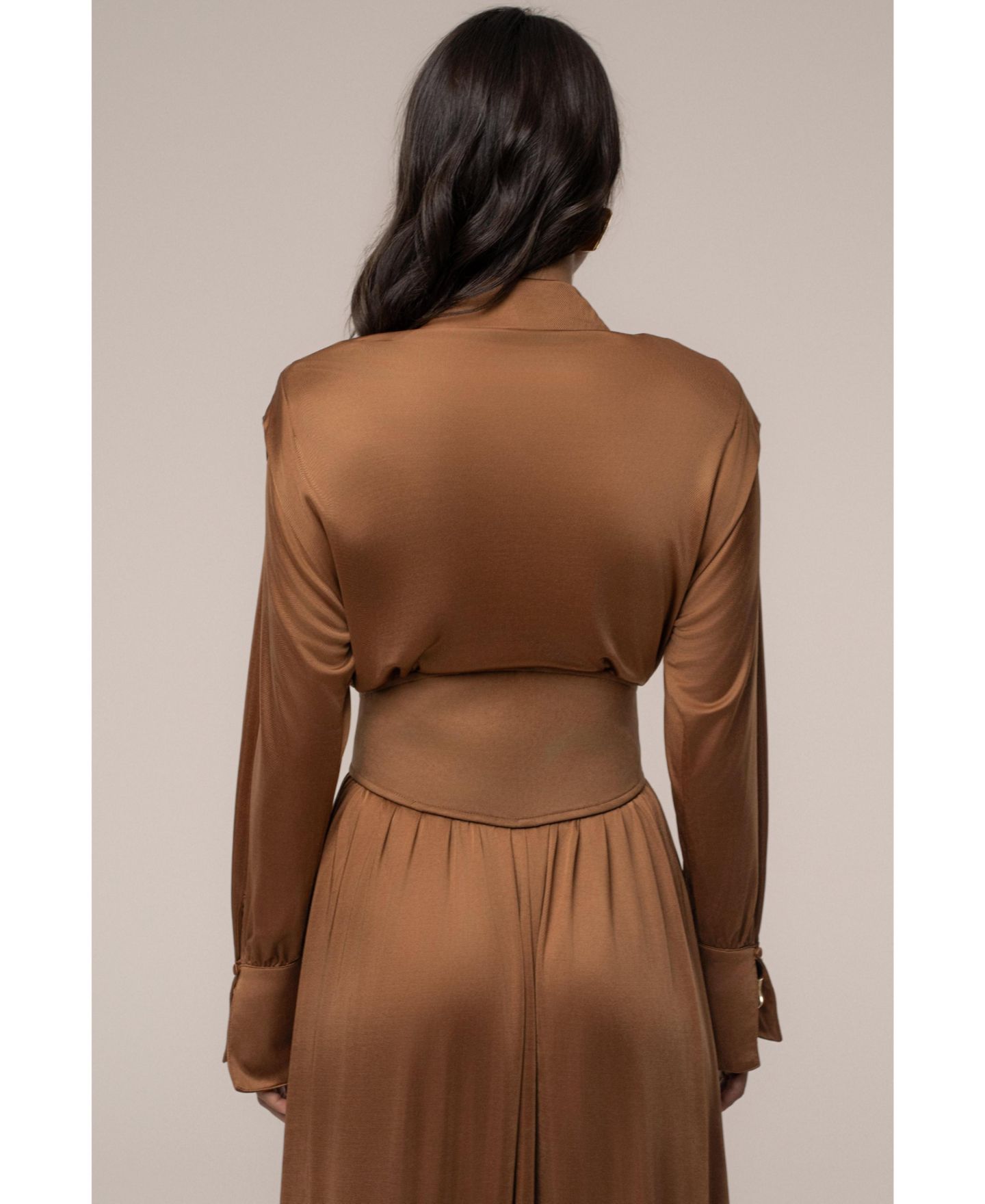 Женское платье JLUXLABEL High Line Collar Maxi, цвет: Бежевый — фото 6