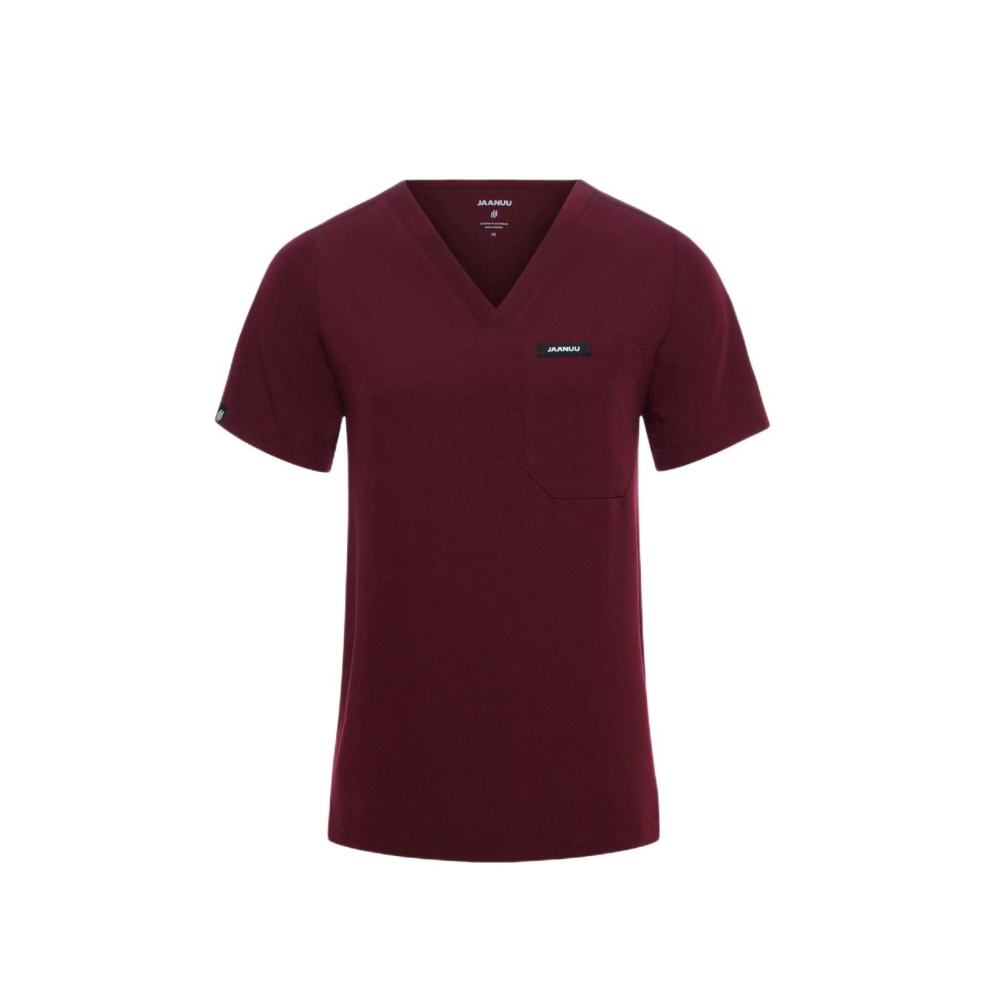 Женский топ Jaanuu Rhena 1-Pocket Slim V-Neck Scrub, цвет: Бордовый — фото 2