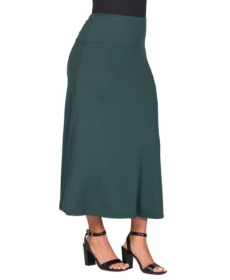 Petite Elastic Waist Solid Color Maxi Skirt