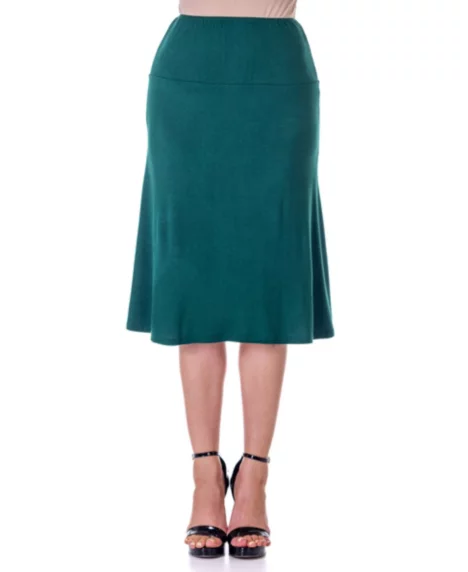 Petite A Line Elastic Waist Knee Length Skirt - Hunter