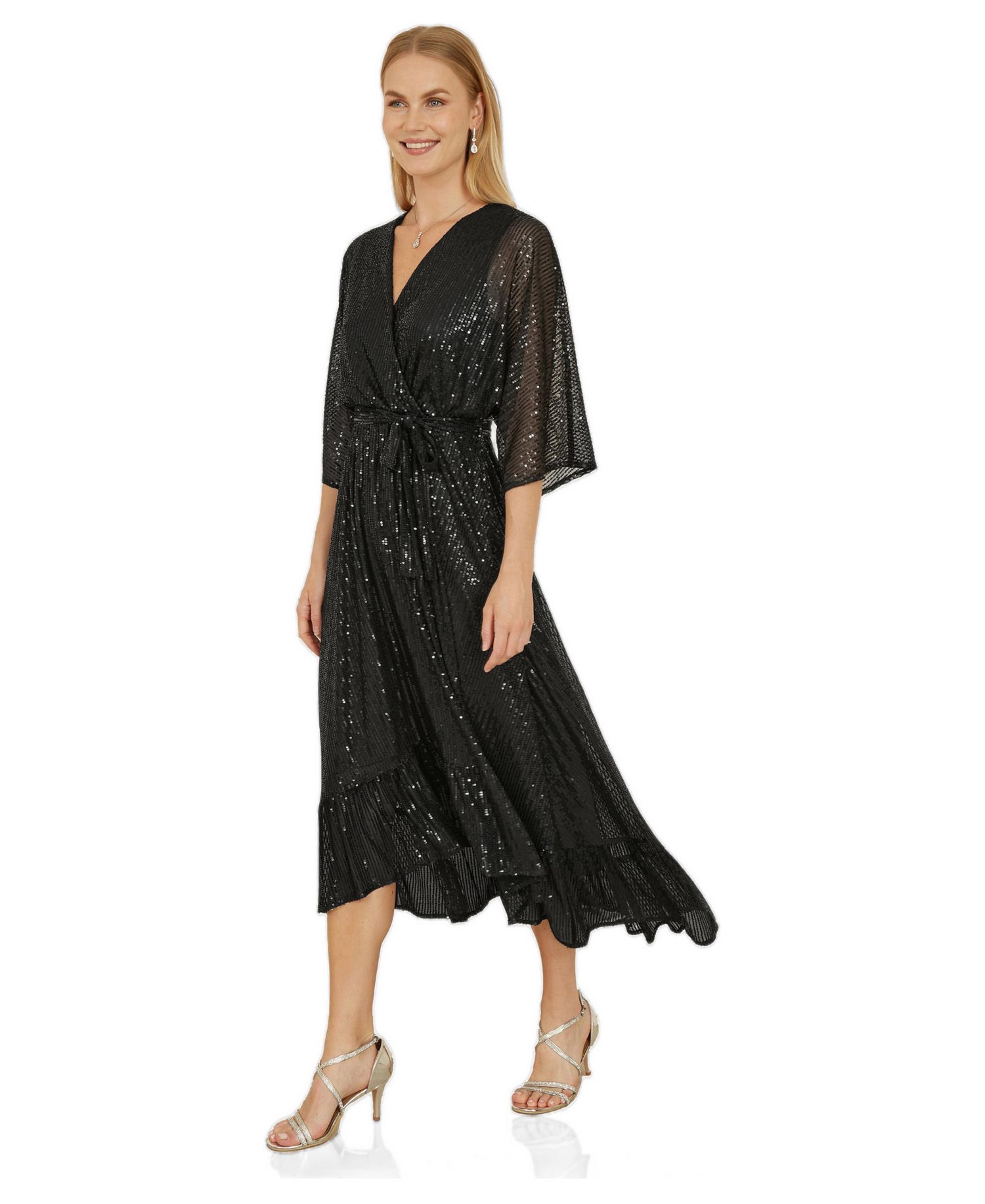 Women's Sequin Midi Wrap Dress