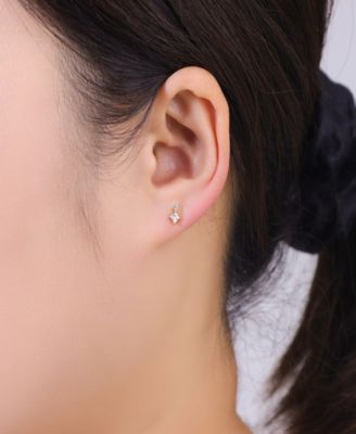 Gold Plated Triple Cubic Zirconia Post Back Stud Earrings Set