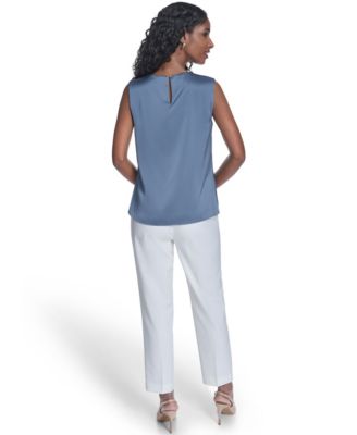 Women's Solid Sleeveless Crewneck Top