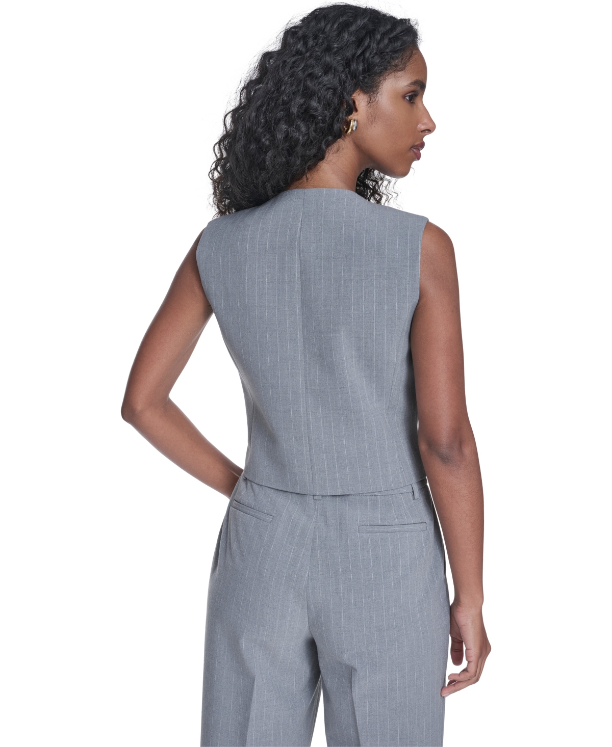 Calvin Klein Women's Pinstripe Vest Top In Gray