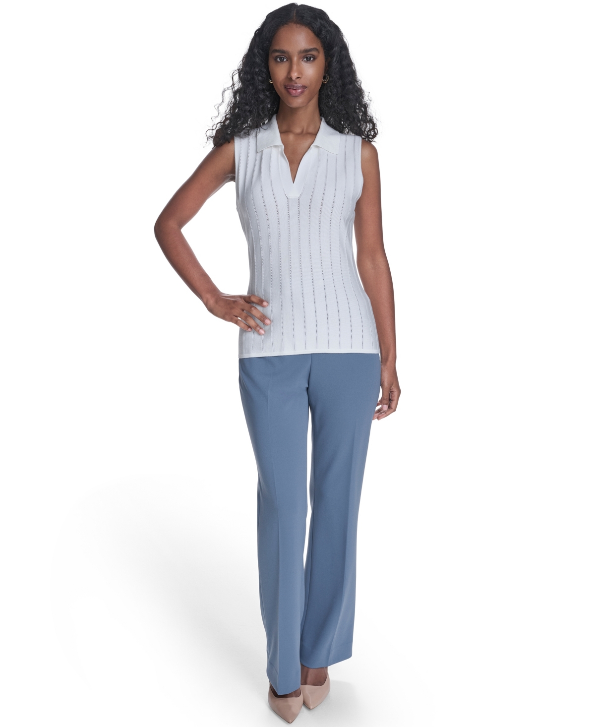 Calvin Klein Women's Sleeveless Collared Sweater