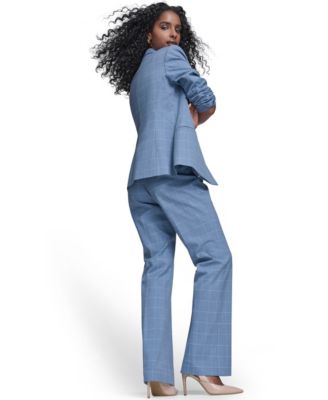 Women's Notch Collar Windowpane Double Breast Jacket