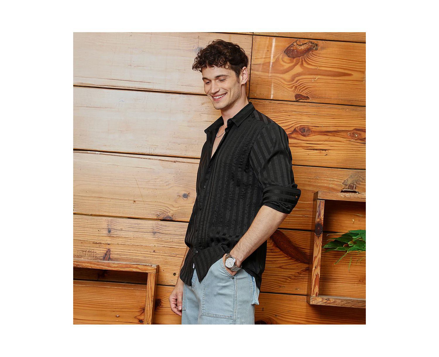 Men's Onyx Black Candy-Striped Shirt
