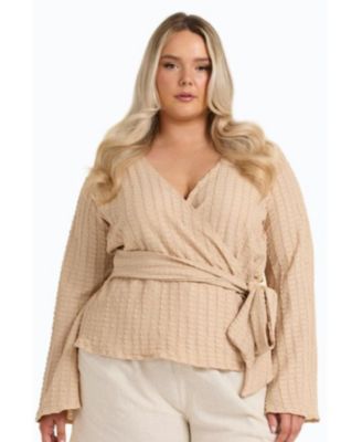 Women's Kimono Wrap Front Belted Top