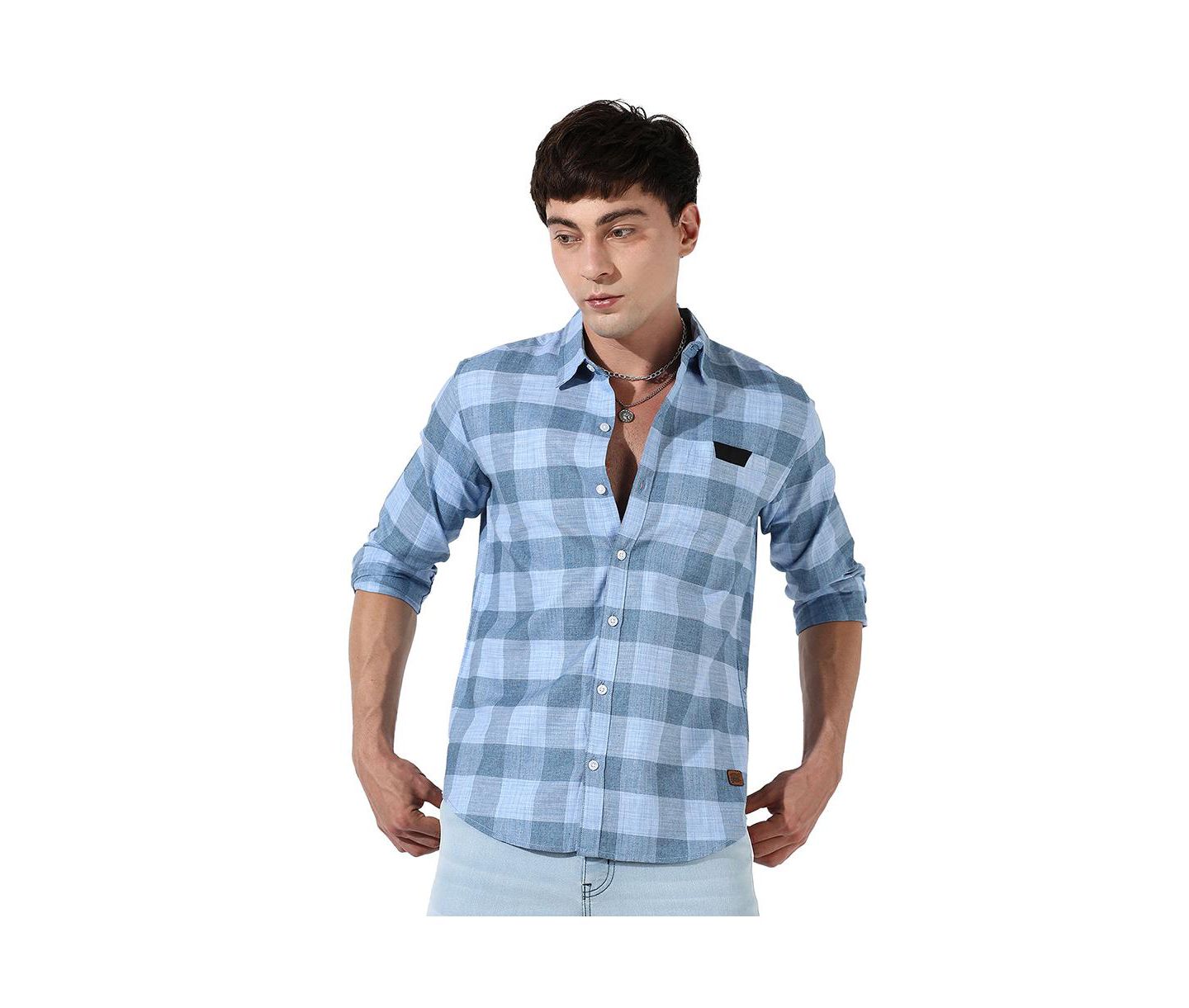 Мужская рубашка Cahoot Campus Sutra Cotton Blue Checks, цвет: Синий — фото 1