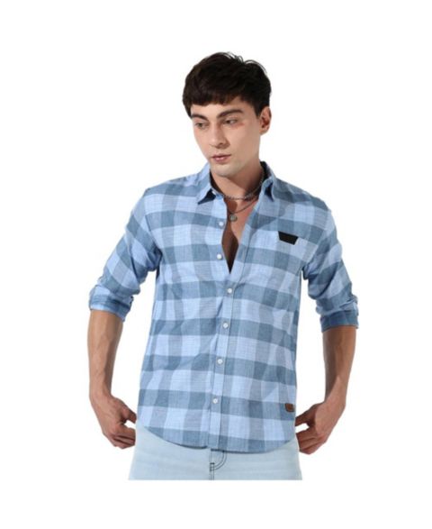 Мужская рубашка Cahoot Campus Sutra Cotton Blue Checks, цвет: Синий