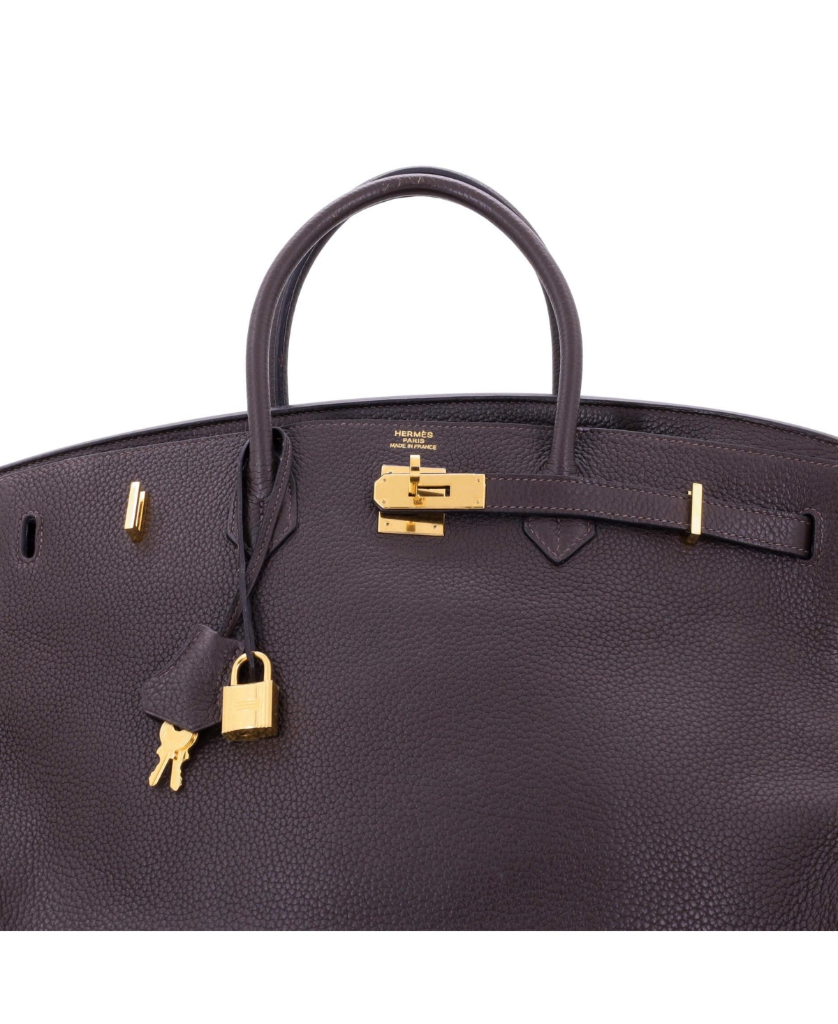 Pre-Owned Hermes Birkin 40 Handbag Brown Clemence with Gold Hardware