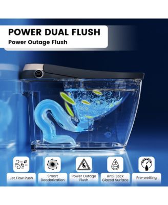 Smart One-Piece Bathroom Fixture with Built-in Water Tank, Heated Seat, Auto Flush, Automatic Lid, Wash and Air Dryer