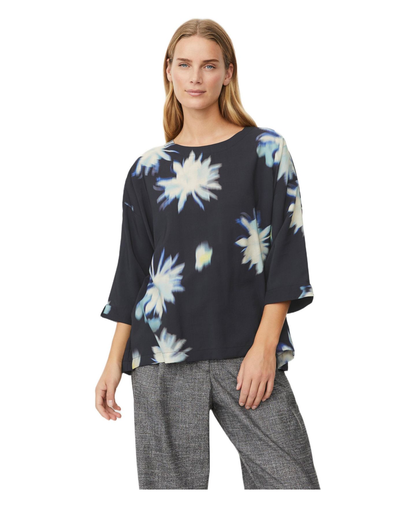Женская блузка Masai Copenhagen Becca 3/4 Sleeve Round Neck, цвет: Чёрный — фото 1