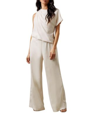 Women's One Shoulder Drape Jumpsuit