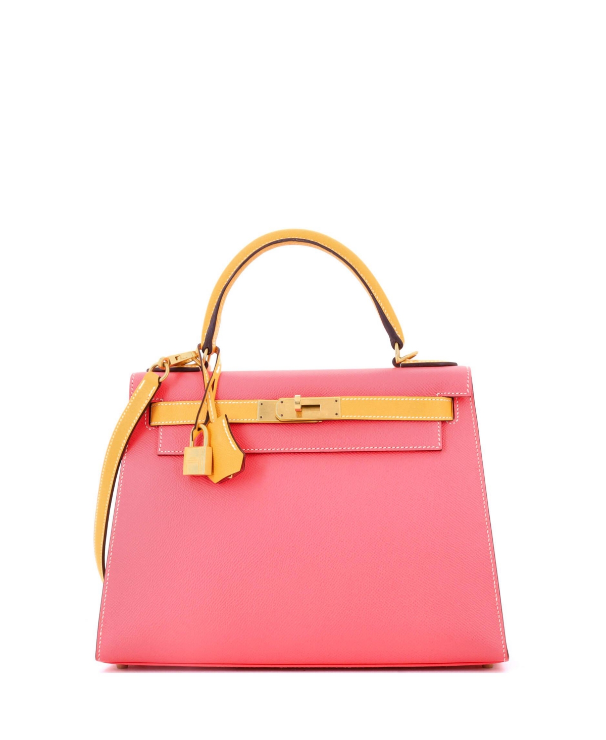 Pre-Owned HERMES Kelly 28 Handbag Bicolor Epsom with Brushed Gold Hardware