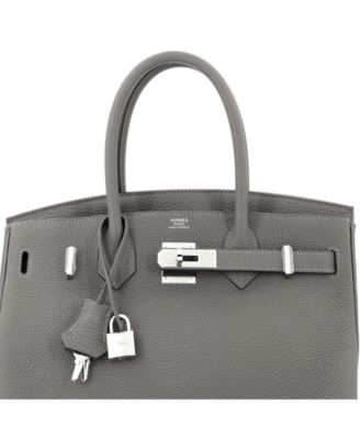 Birkin 30 Handbag Grey Clemence with Palladium Hardware