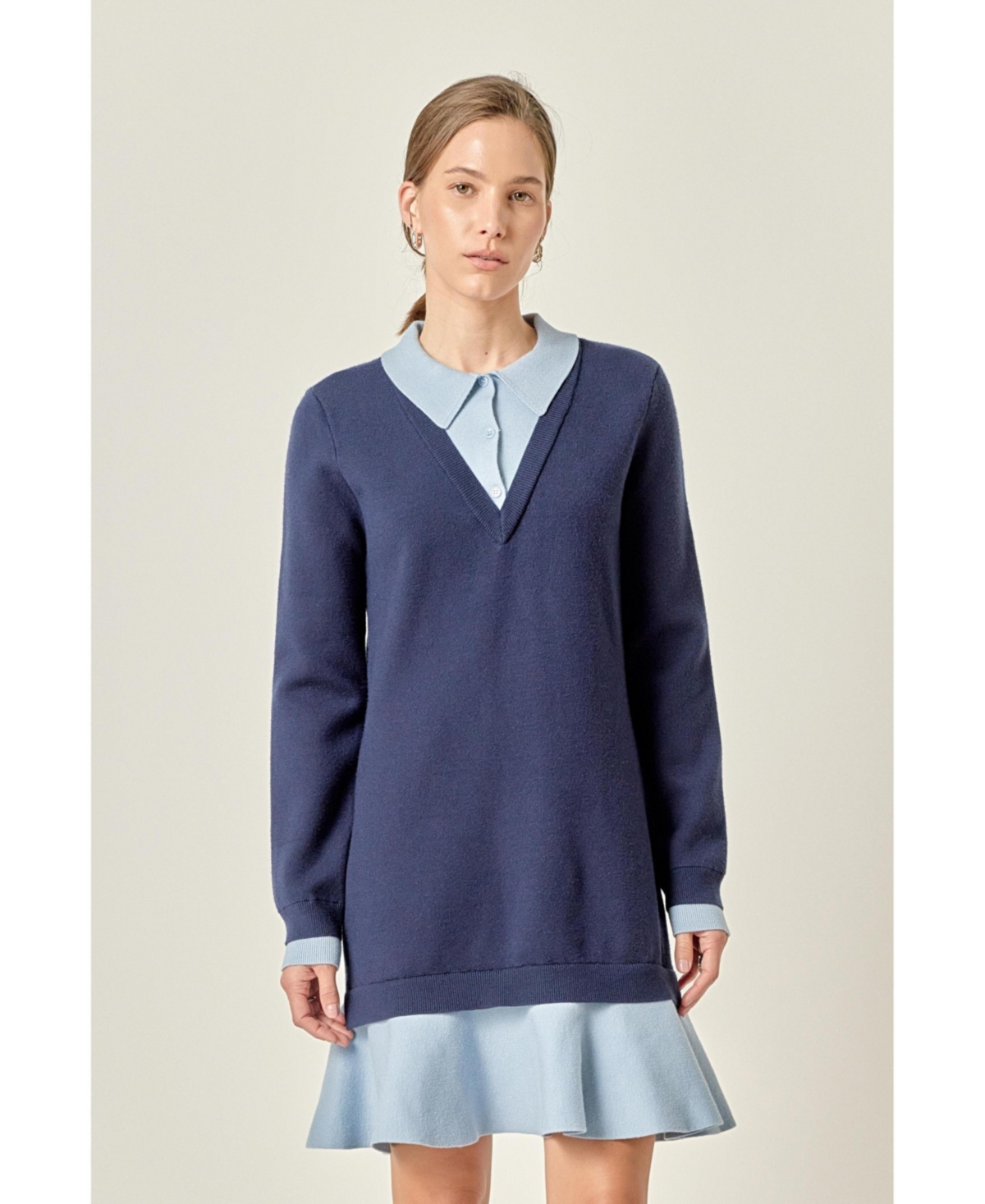 English Factory Women's Color Block Polo Knit Dress