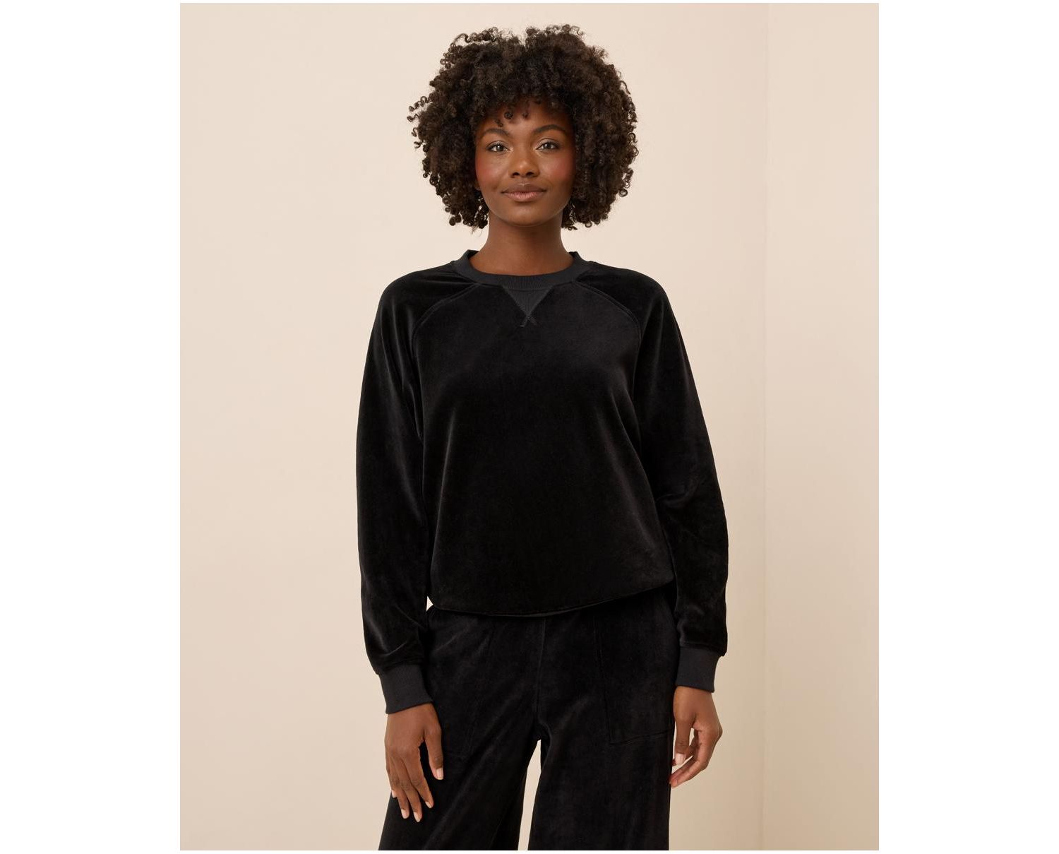 Women's Cotton Velour Crew Pullover Sweatshirts.