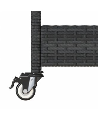 Bar Cart 3-Tier Poly Rattan and Solid Wood Acacia