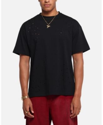 Men's Distressed T-Shirt, Black - L