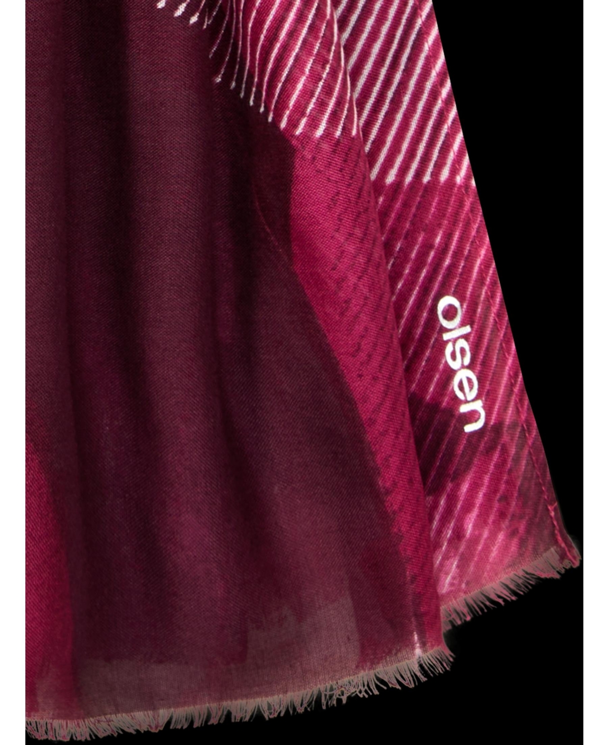 Olsen Pannaeux Print Scarf with Frayed Edge Trim