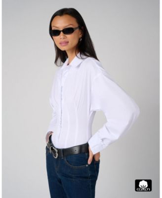 Women's Balloon Sleeve Button Up Bodysuit