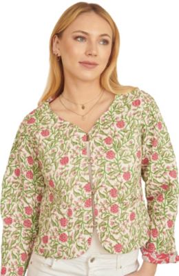 Women's Floral Reversible Cotton Quilted Jacket