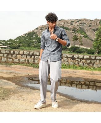 Men's Moon Grey Buffalo-Jacquard Shirt