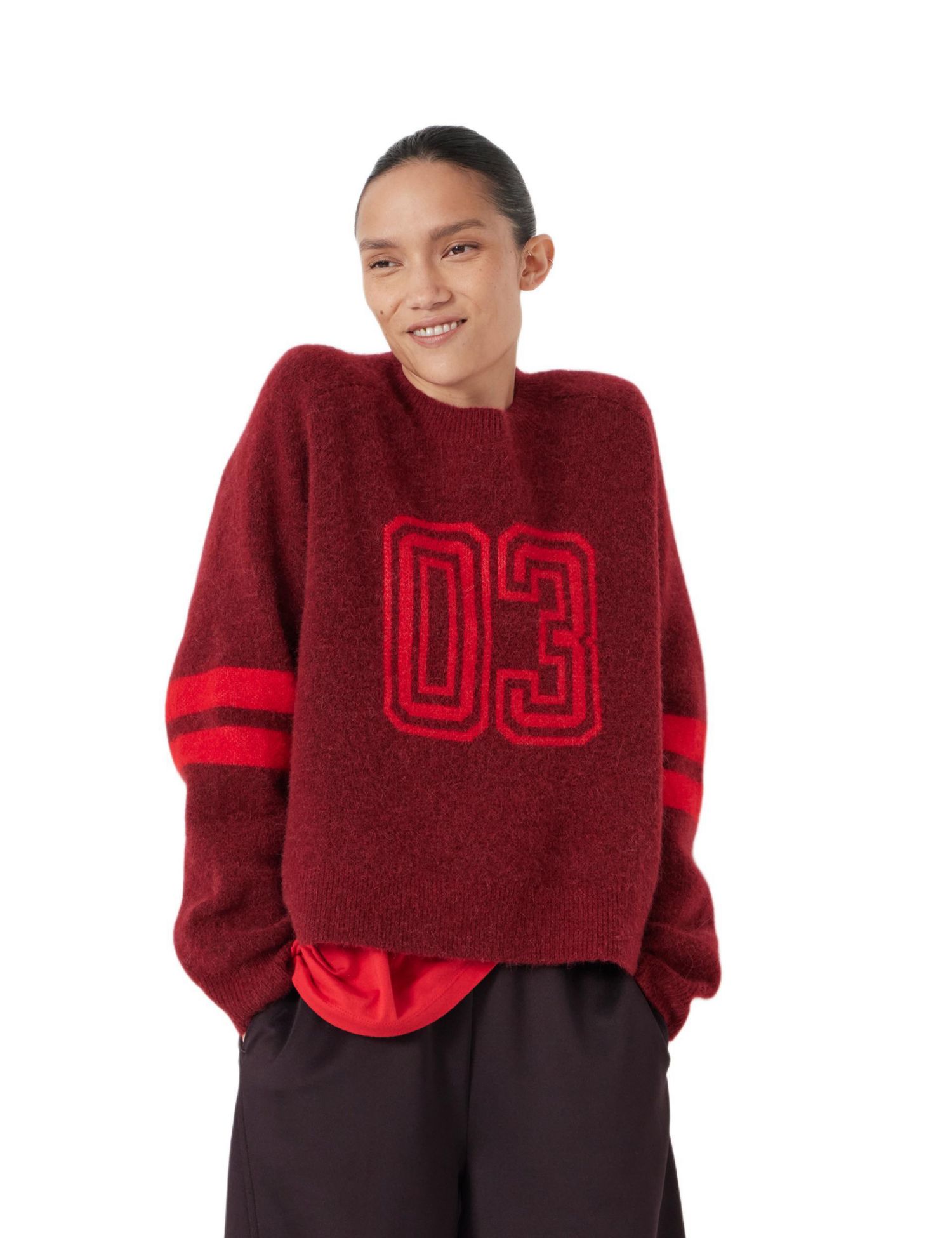 Women's Varsity Jacquard Wool Blend Sweater