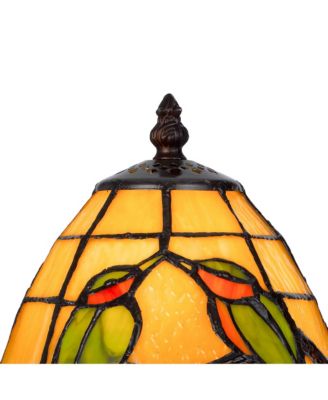 Painted Avian Pair Tiffany Style Shade Elegant and Colorful Lighting Accent Lamp